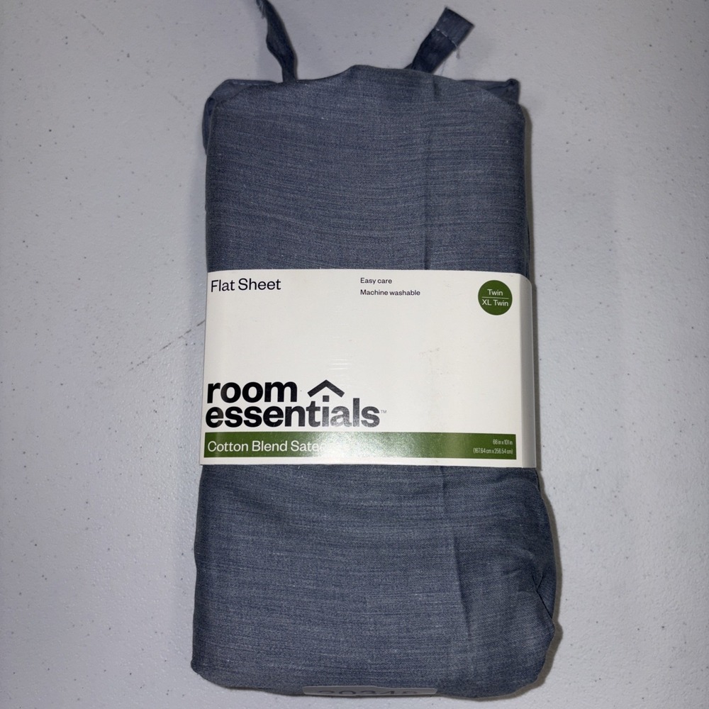 Room Essentials Easy Care Cotton Blend Sateen Flat Sheet Twin (XL) NWT 20350